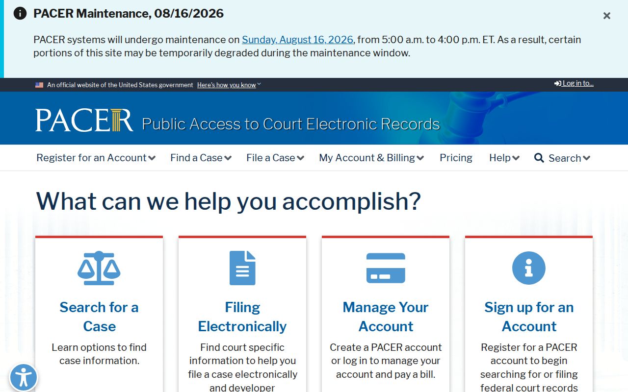 South Carolina court system federal PACER records access