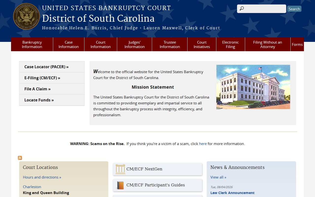 South Carolina federal bankruptcy court records access